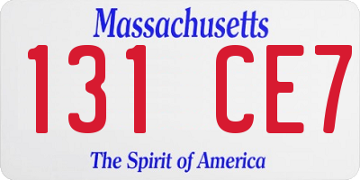 MA license plate 131CE7