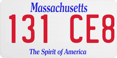 MA license plate 131CE8