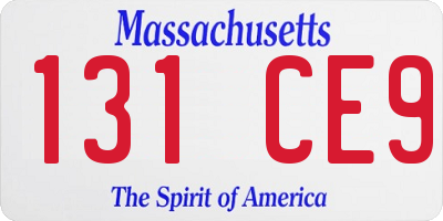 MA license plate 131CE9