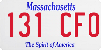 MA license plate 131CF0