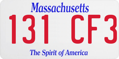 MA license plate 131CF3