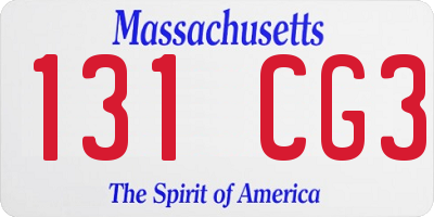 MA license plate 131CG3
