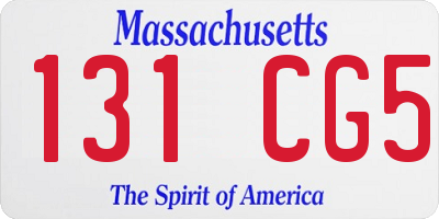 MA license plate 131CG5