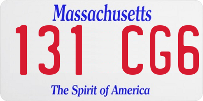 MA license plate 131CG6