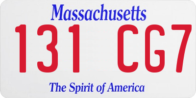MA license plate 131CG7