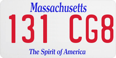 MA license plate 131CG8