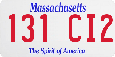 MA license plate 131CI2