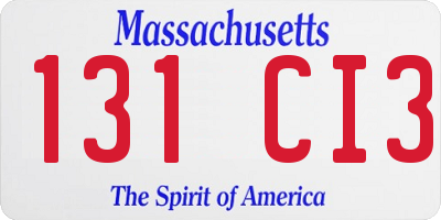 MA license plate 131CI3