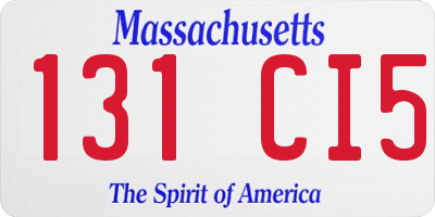 MA license plate 131CI5