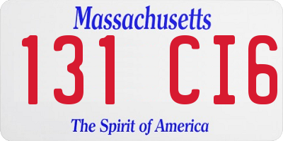 MA license plate 131CI6