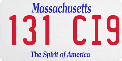 MA license plate 131CI9