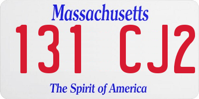 MA license plate 131CJ2