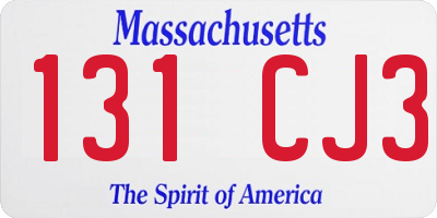 MA license plate 131CJ3