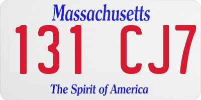 MA license plate 131CJ7