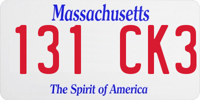 MA license plate 131CK3