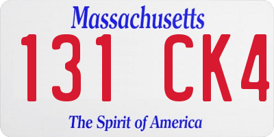 MA license plate 131CK4
