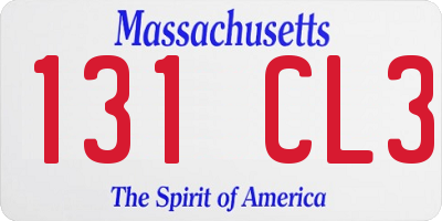 MA license plate 131CL3