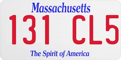 MA license plate 131CL5