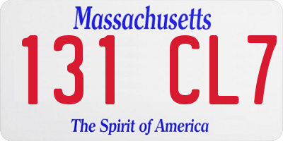 MA license plate 131CL7