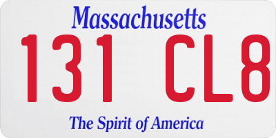 MA license plate 131CL8