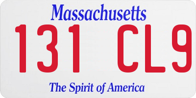 MA license plate 131CL9