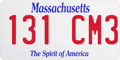MA license plate 131CM3