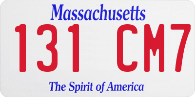 MA license plate 131CM7