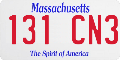 MA license plate 131CN3
