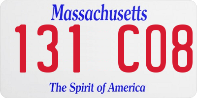 MA license plate 131CO8