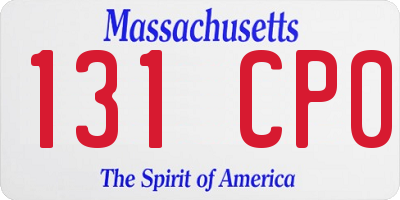 MA license plate 131CP0