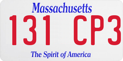 MA license plate 131CP3