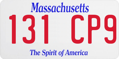 MA license plate 131CP9