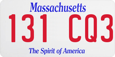 MA license plate 131CQ3