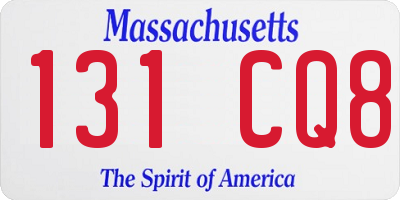 MA license plate 131CQ8