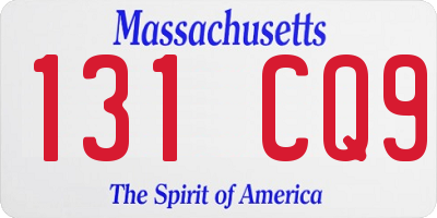 MA license plate 131CQ9