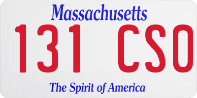 MA license plate 131CS0