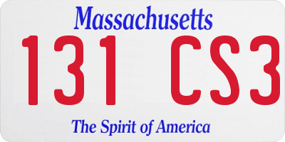 MA license plate 131CS3