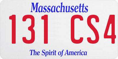MA license plate 131CS4