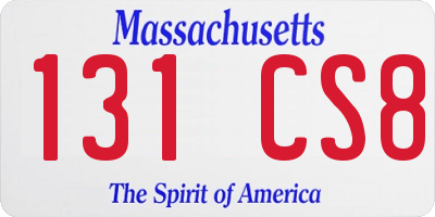 MA license plate 131CS8