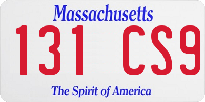 MA license plate 131CS9