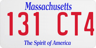 MA license plate 131CT4