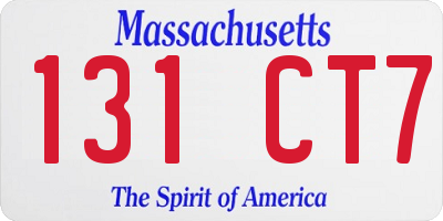 MA license plate 131CT7