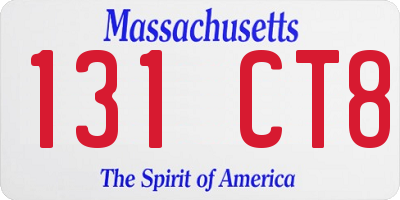 MA license plate 131CT8