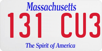 MA license plate 131CU3
