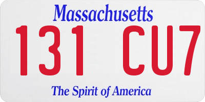 MA license plate 131CU7
