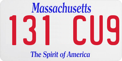 MA license plate 131CU9