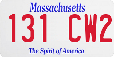 MA license plate 131CW2