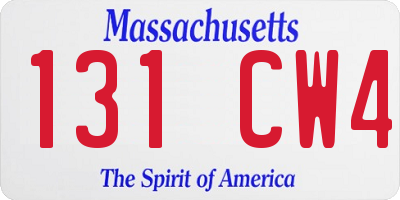 MA license plate 131CW4
