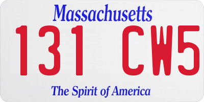 MA license plate 131CW5