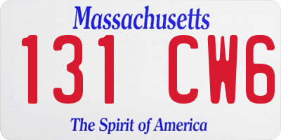 MA license plate 131CW6